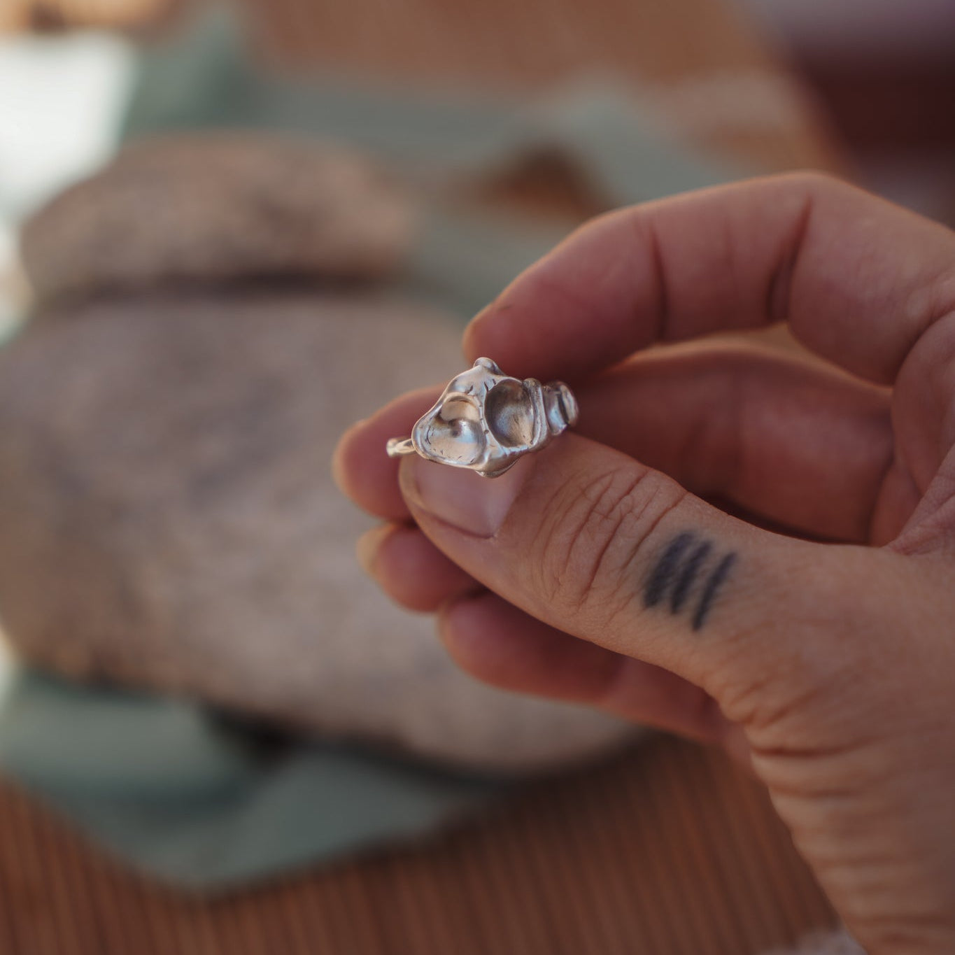 Lichen Ring (Size 8 resizeable) - Golden Road Crafted