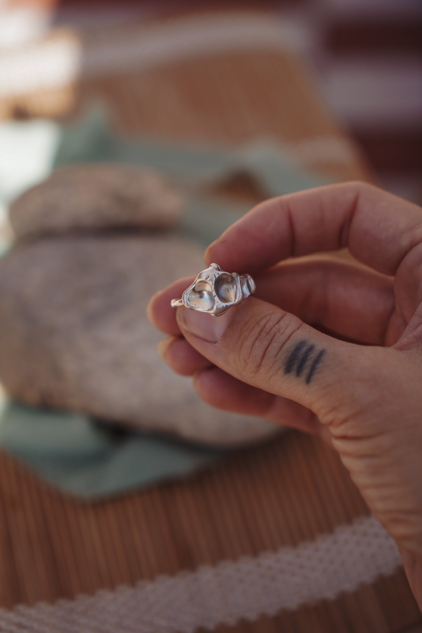 Lichen Ring (Size 8 resizeable) - Golden Road Crafted