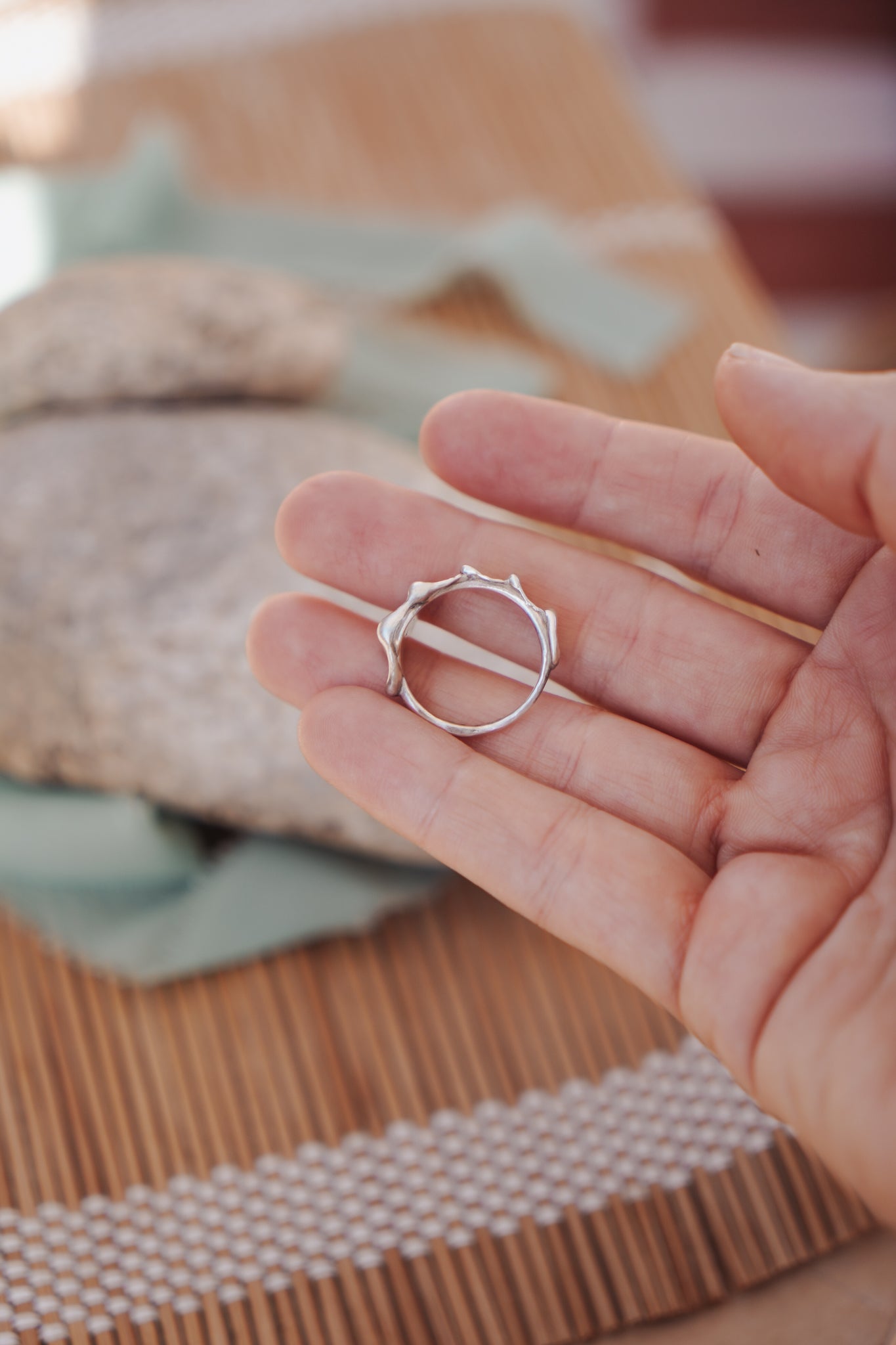 Lichen Ring (Size 8 resizeable) - Golden Road Crafted