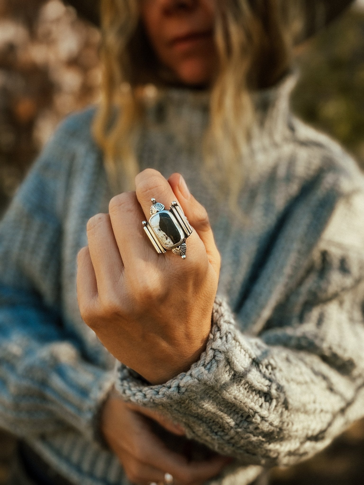 Lucky Keepsake Ring in White Buffalo (Size 9) - Golden Road Crafted