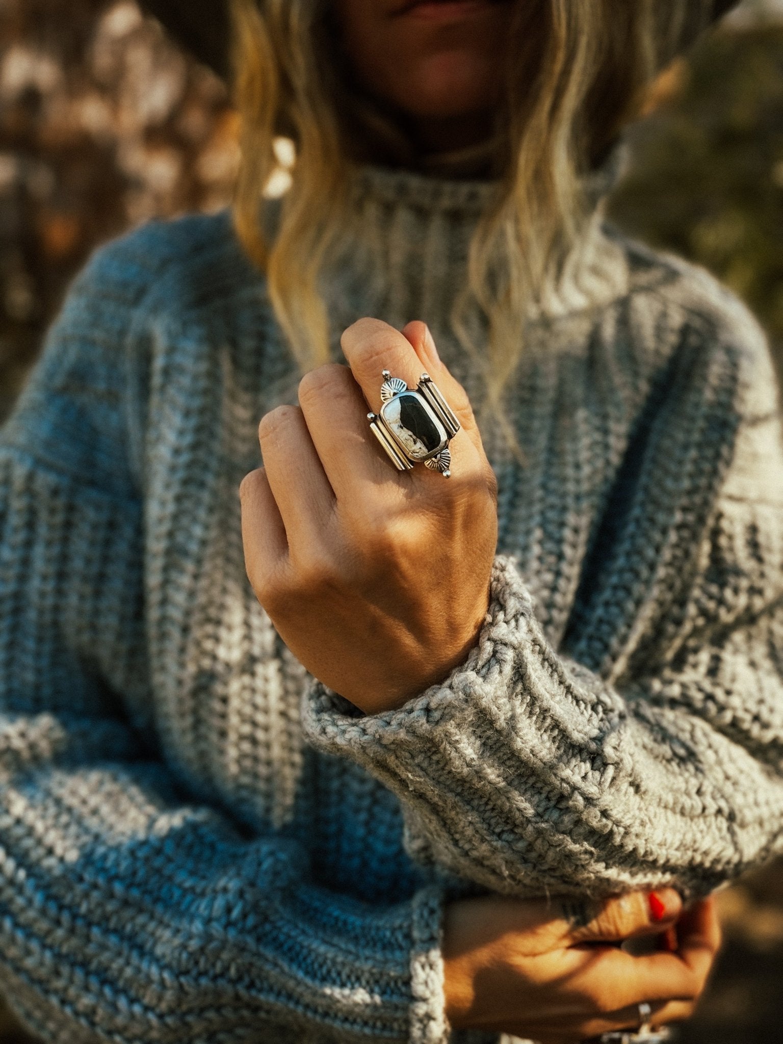 Lucky Keepsake Ring in White Buffalo (Size 9) - Golden Road Crafted