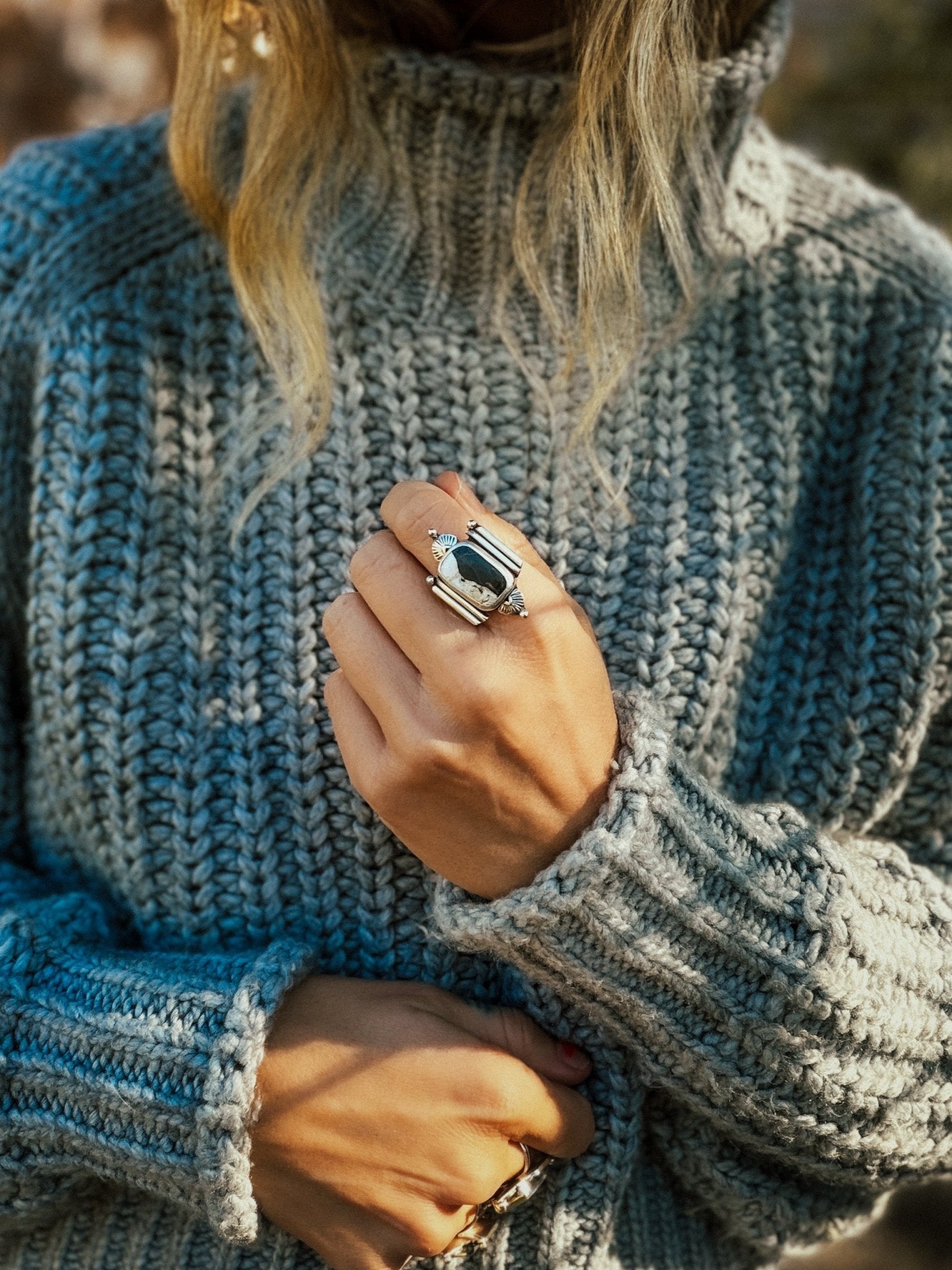 Lucky Keepsake Ring in White Buffalo (Size 9) - Golden Road Crafted