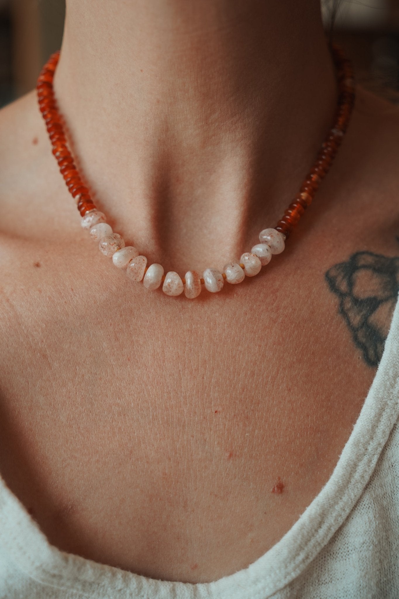 Made of Magic Necklace Carnelian + Sunstone - Golden Road Crafted
