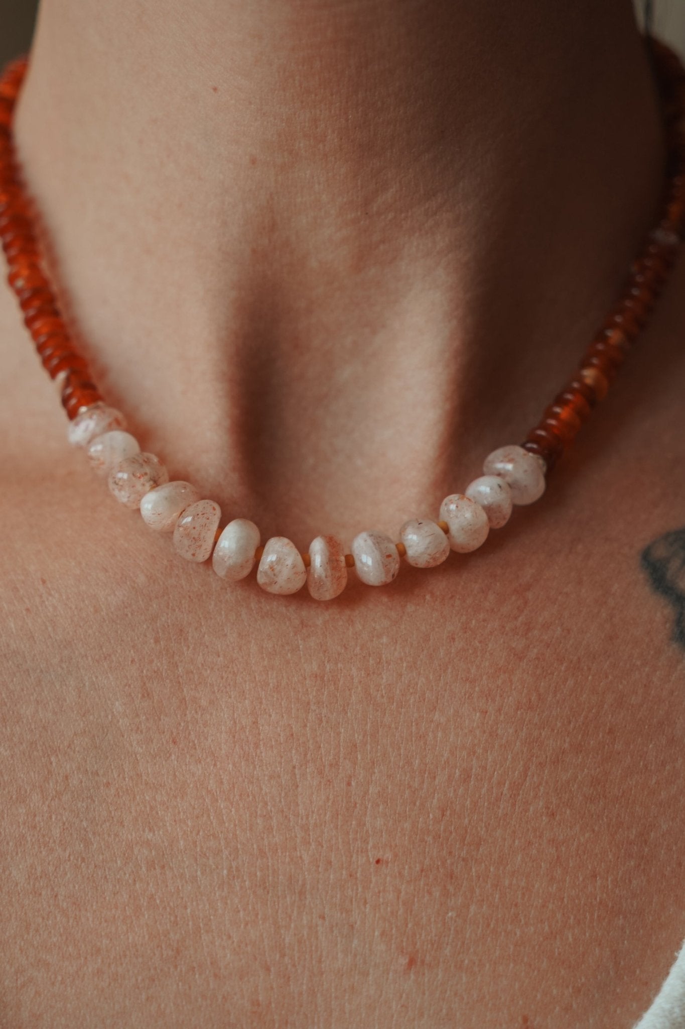 Made of Magic Necklace Carnelian + Sunstone - Golden Road Crafted