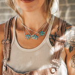 Magic Eye Necklace in Hubei & Lone Mtn Turquoise - Golden Road Crafted