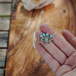 Magic Eye Necklace in Hubei & Lone Mtn Turquoise - Golden Road Crafted