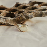 Mirrored Heart Signet Ring - Golden Road Crafted