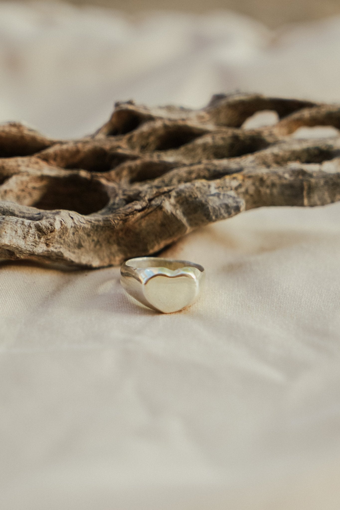 Mirrored Heart Signet Ring - Golden Road Crafted