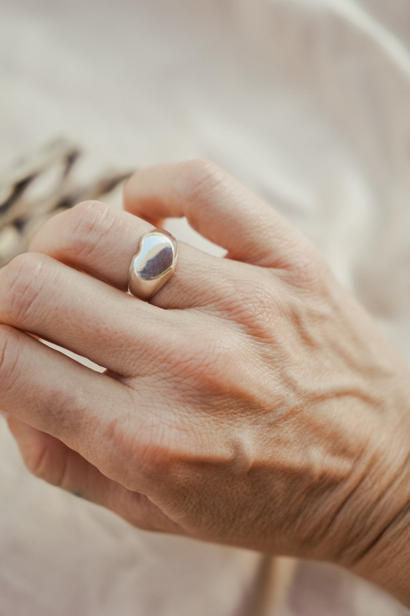 Mirrored Heart Signet Ring - Golden Road Crafted