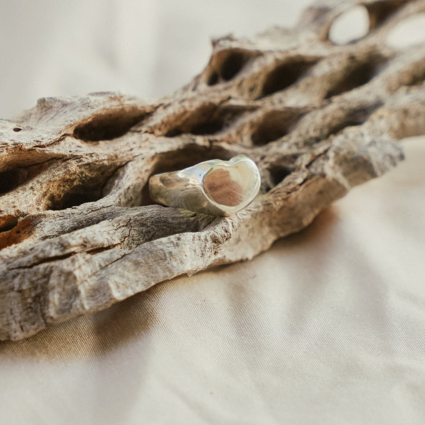 Mirrored Heart Signet Ring - Golden Road Crafted