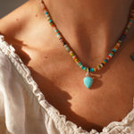 Mixed Bead Necklace with Campitos Turquoise - Golden Road Crafted