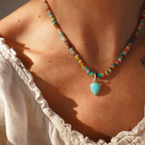 Mixed Bead Necklace with Campitos Turquoise - Golden Road Crafted