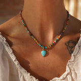 Mixed Bead Necklace with Campitos Turquoise - Golden Road Crafted
