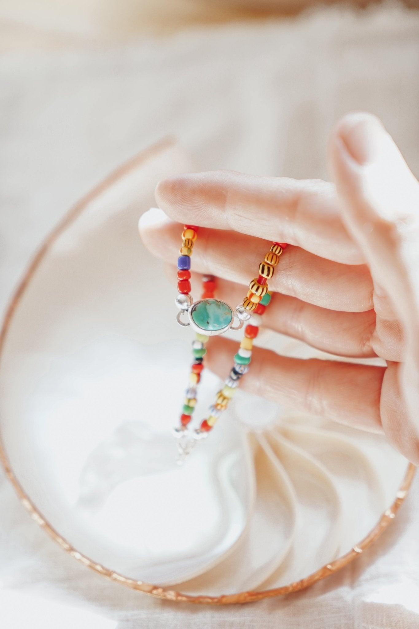 Mixed Up Anklet in Turquoise - Golden Road Crafted