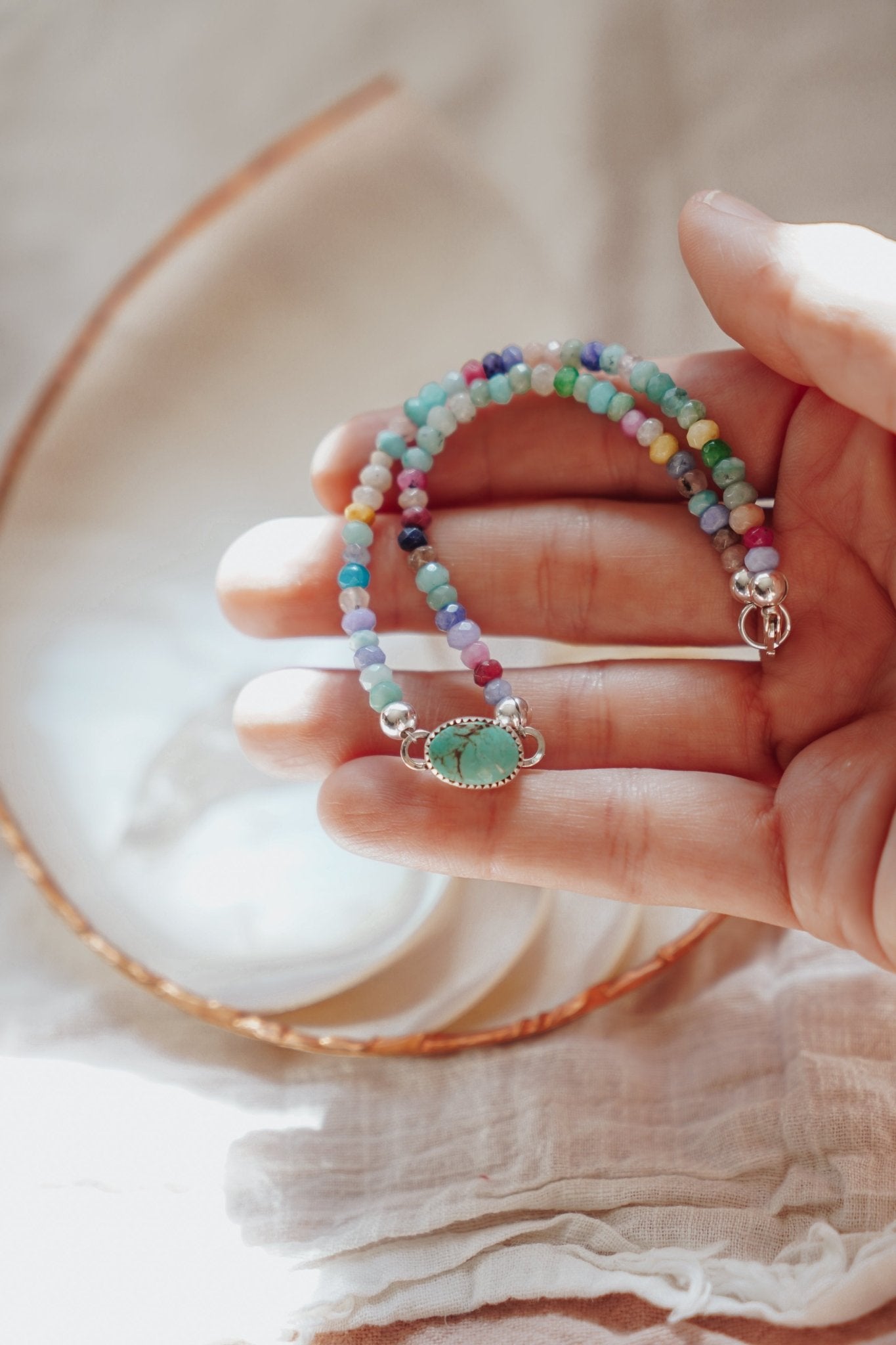 Mixed Up Anklet in Turquoise - Golden Road Crafted