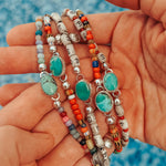 Mixed Up Anklet in Turquoise - Golden Road Crafted