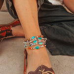 Mixed Up Anklet in Turquoise - Golden Road Crafted