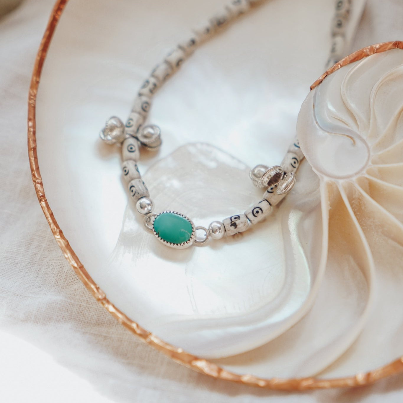 Mixed Up Anklet in Turquoise - Golden Road Crafted