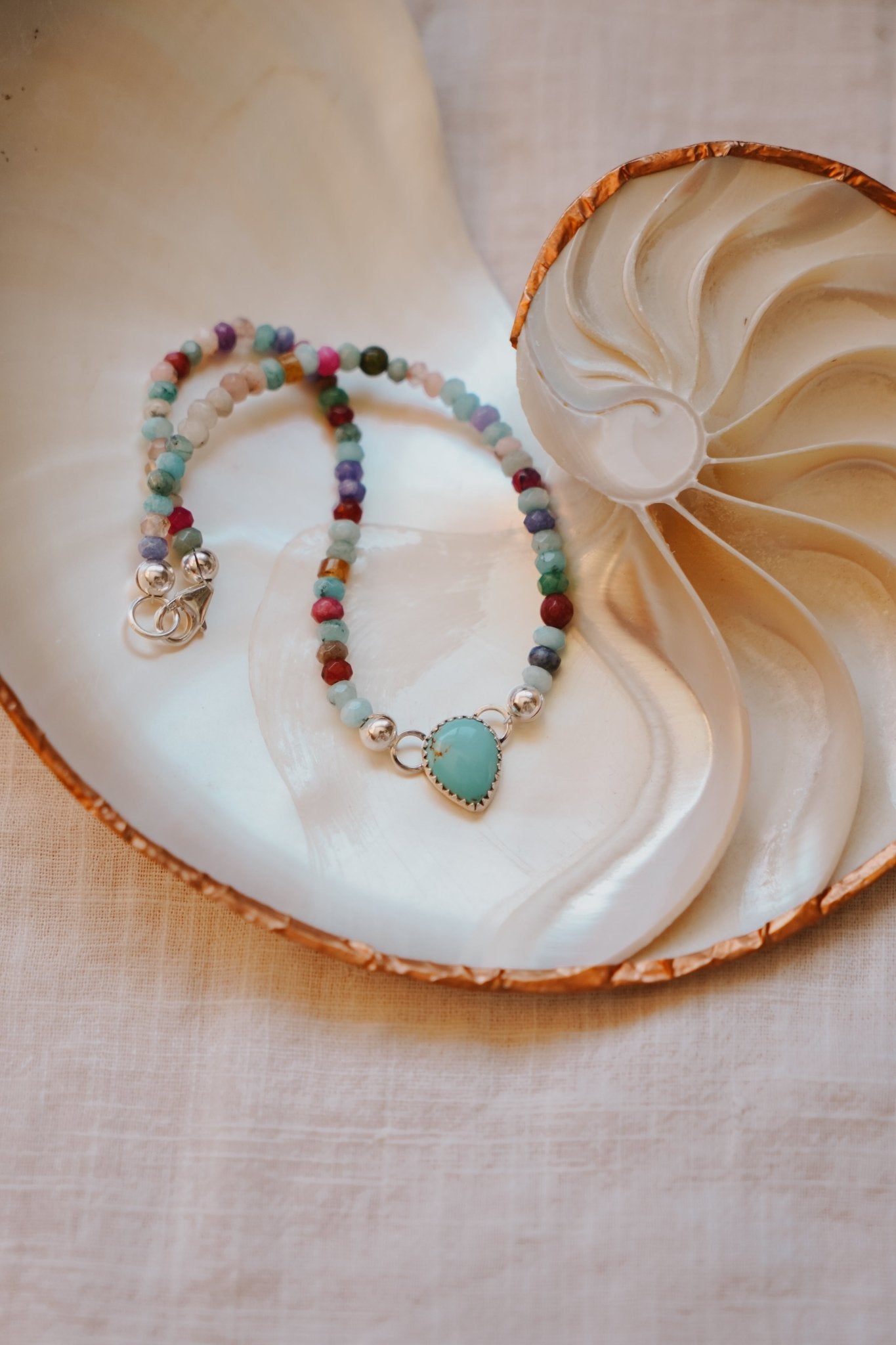 Mixed Up Anklet No. 4 in Hubei Turquoise - Golden Road Crafted