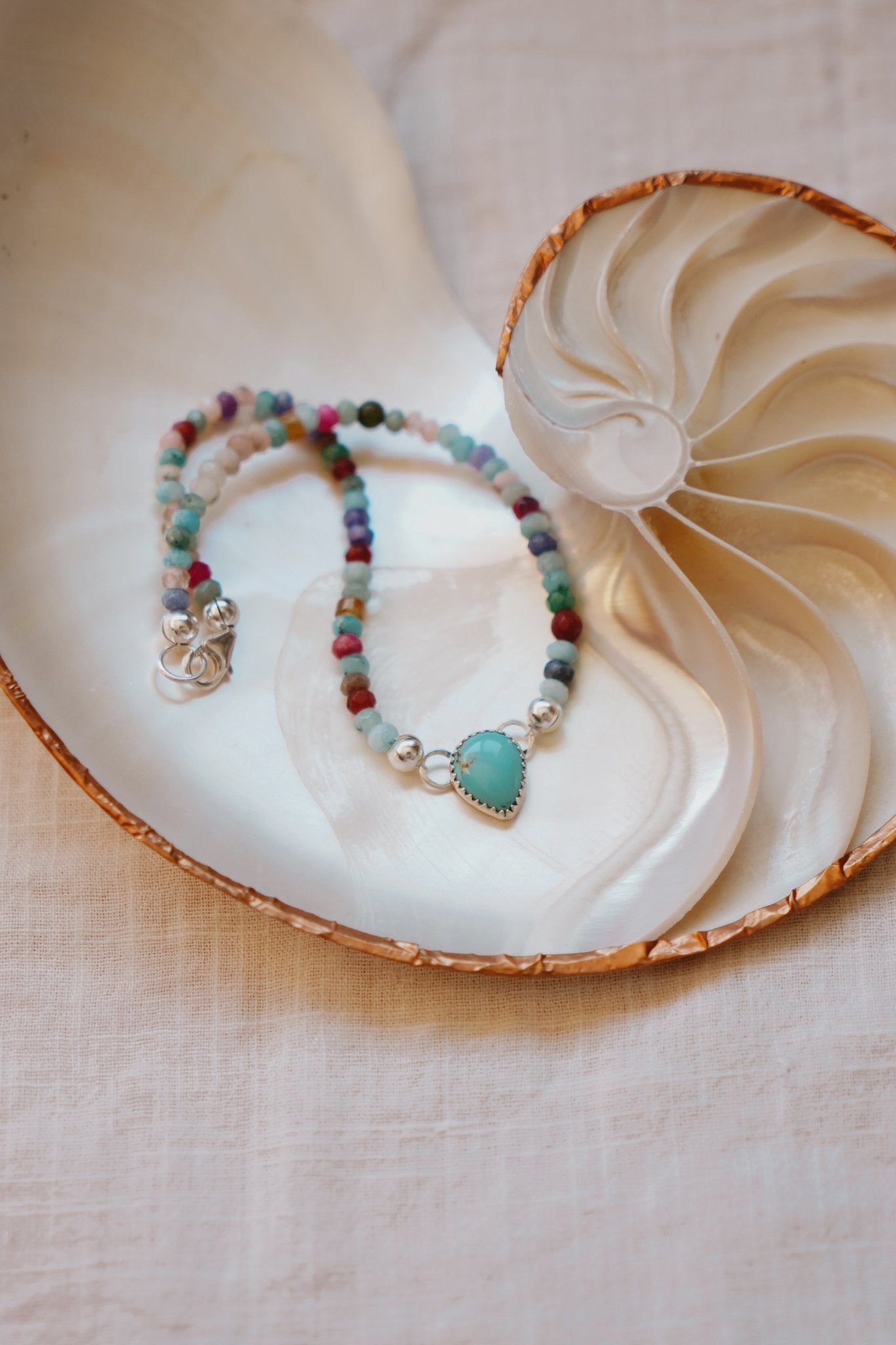 Mixed Up Anklet No. 4 in Hubei Turquoise - Golden Road Crafted