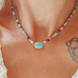 Mixed Up Choker No. 1 in Campitos Turquoise - Golden Road Crafted