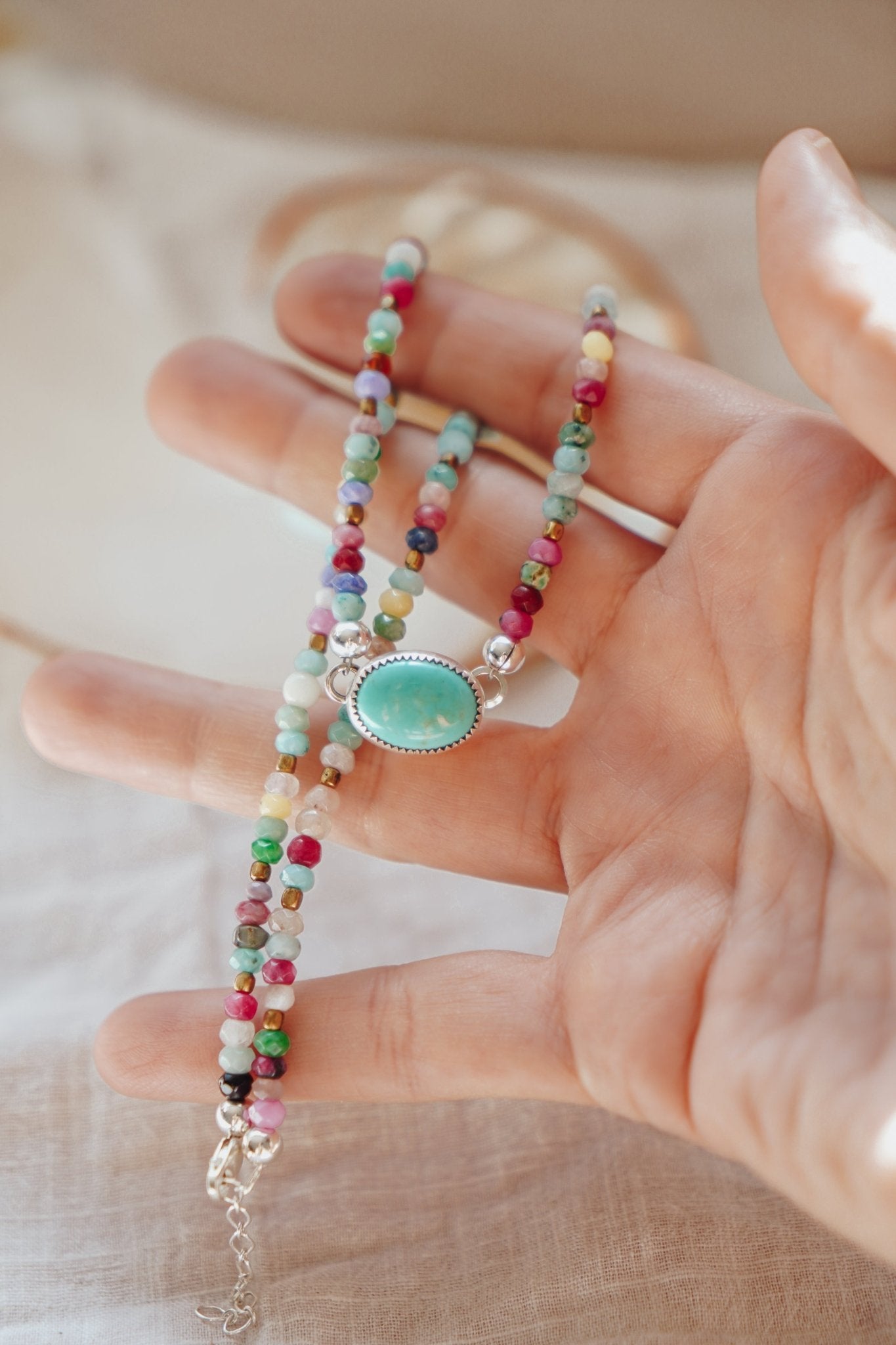 Mixed Up Choker No. 1 in Campitos Turquoise - Golden Road Crafted