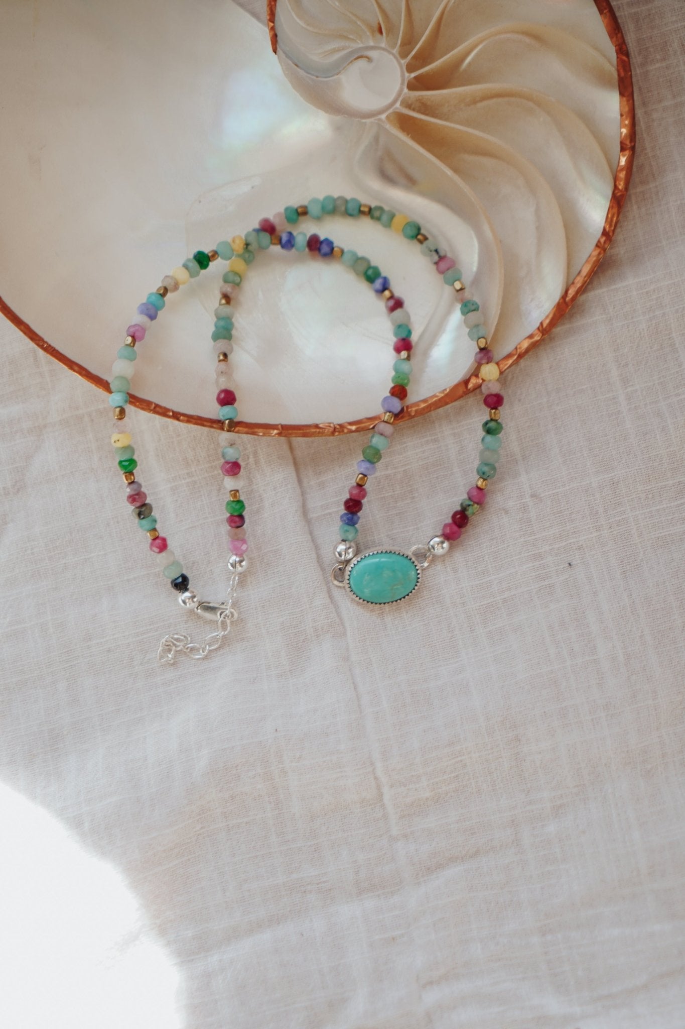 Mixed Up Choker No. 1 in Campitos Turquoise - Golden Road Crafted