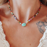 Mixed Up Choker No. 2 in Campitos Turquoise - Golden Road Crafted