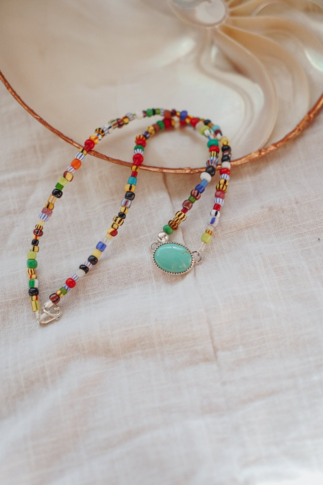Mixed Up Choker No. 2 in Campitos Turquoise - Golden Road Crafted