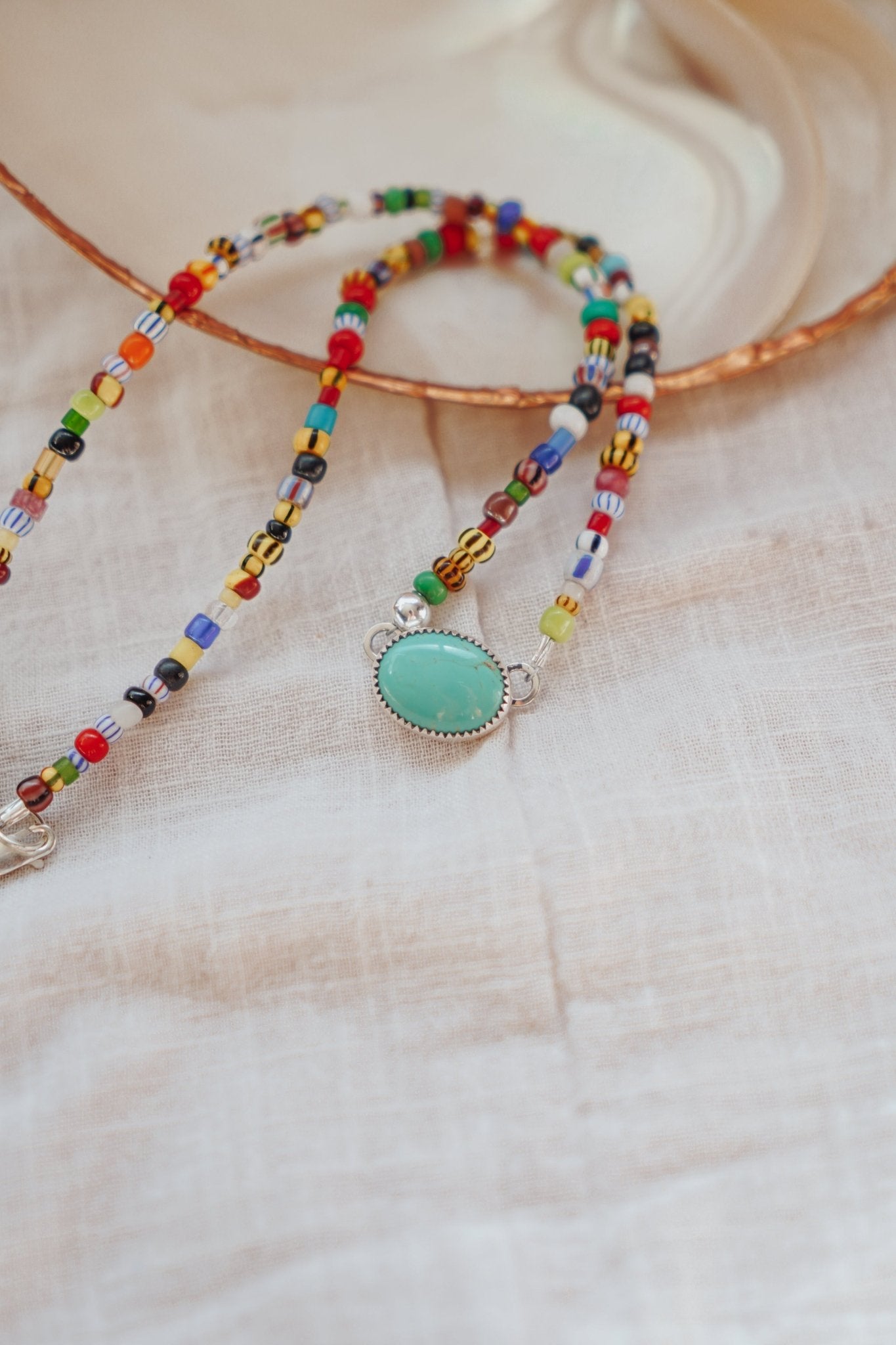 Mixed Up Choker No. 2 in Campitos Turquoise - Golden Road Crafted