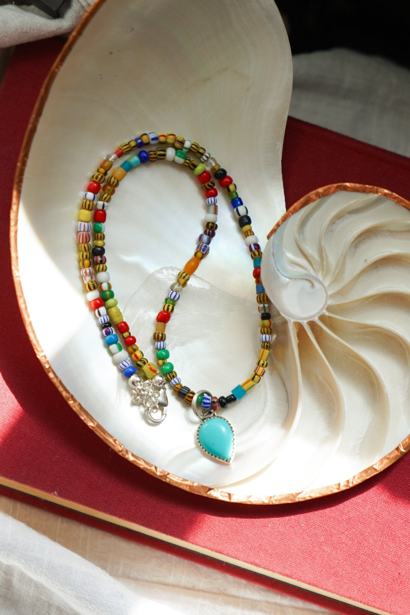 Mixed Up Honey Necklace in Campitos Turquoise - Golden Road Crafted