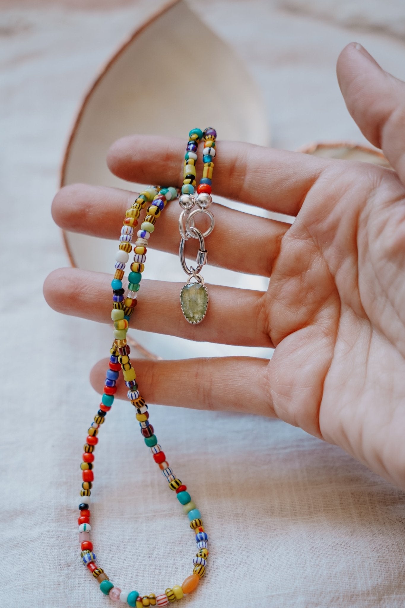 Mixed Up Necklace w/ Carabiner in Kyanite - Golden Road Crafted