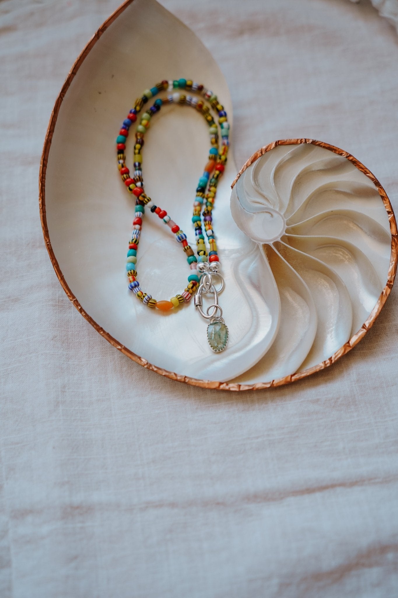 Mixed Up Necklace w/ Carabiner in Kyanite - Golden Road Crafted