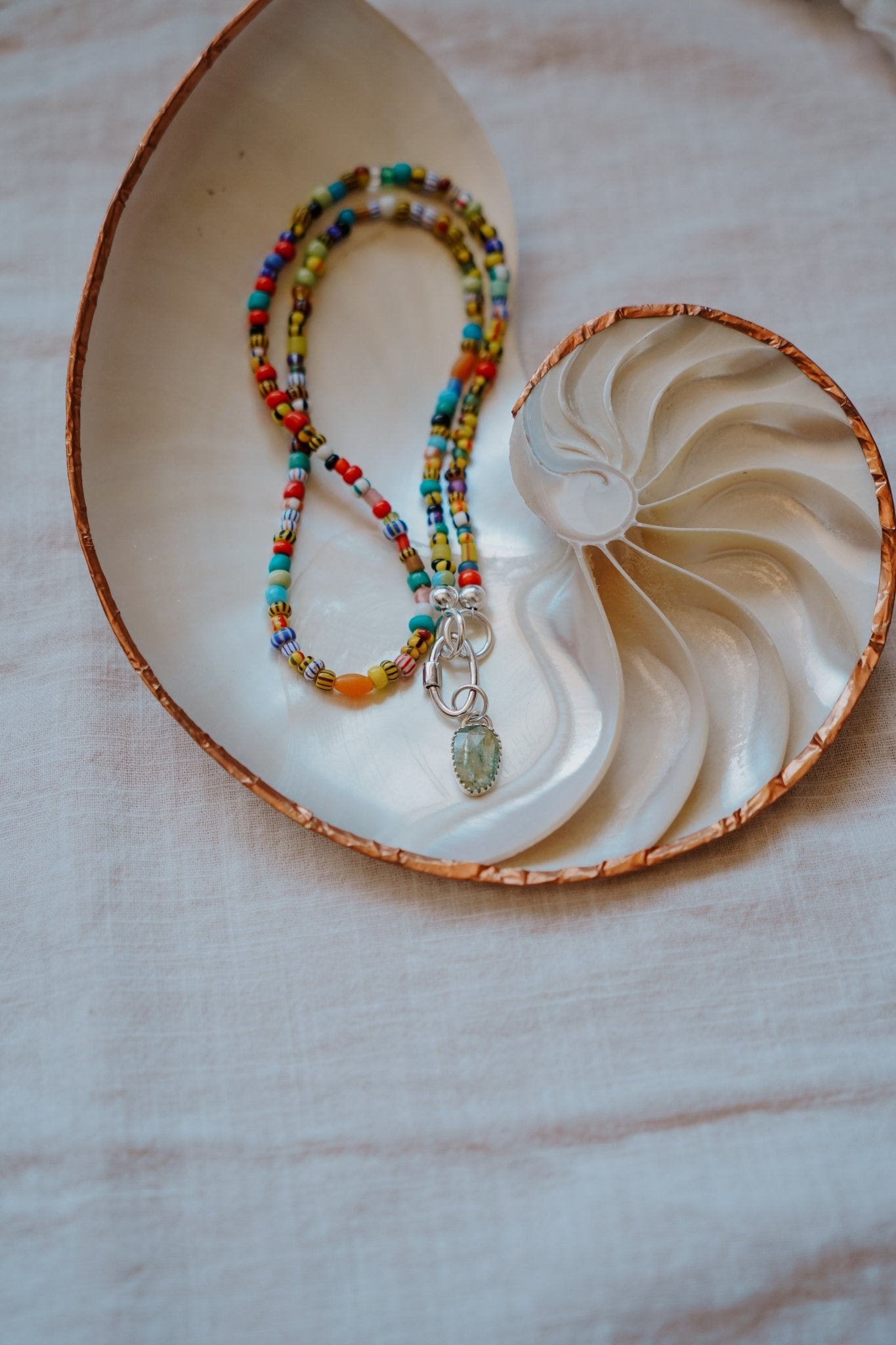 Mixed Up Necklace w/ Carabiner in Kyanite - Golden Road Crafted