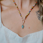 Mixed Up Necklace w/ Carabiner in Kyanite - Golden Road Crafted
