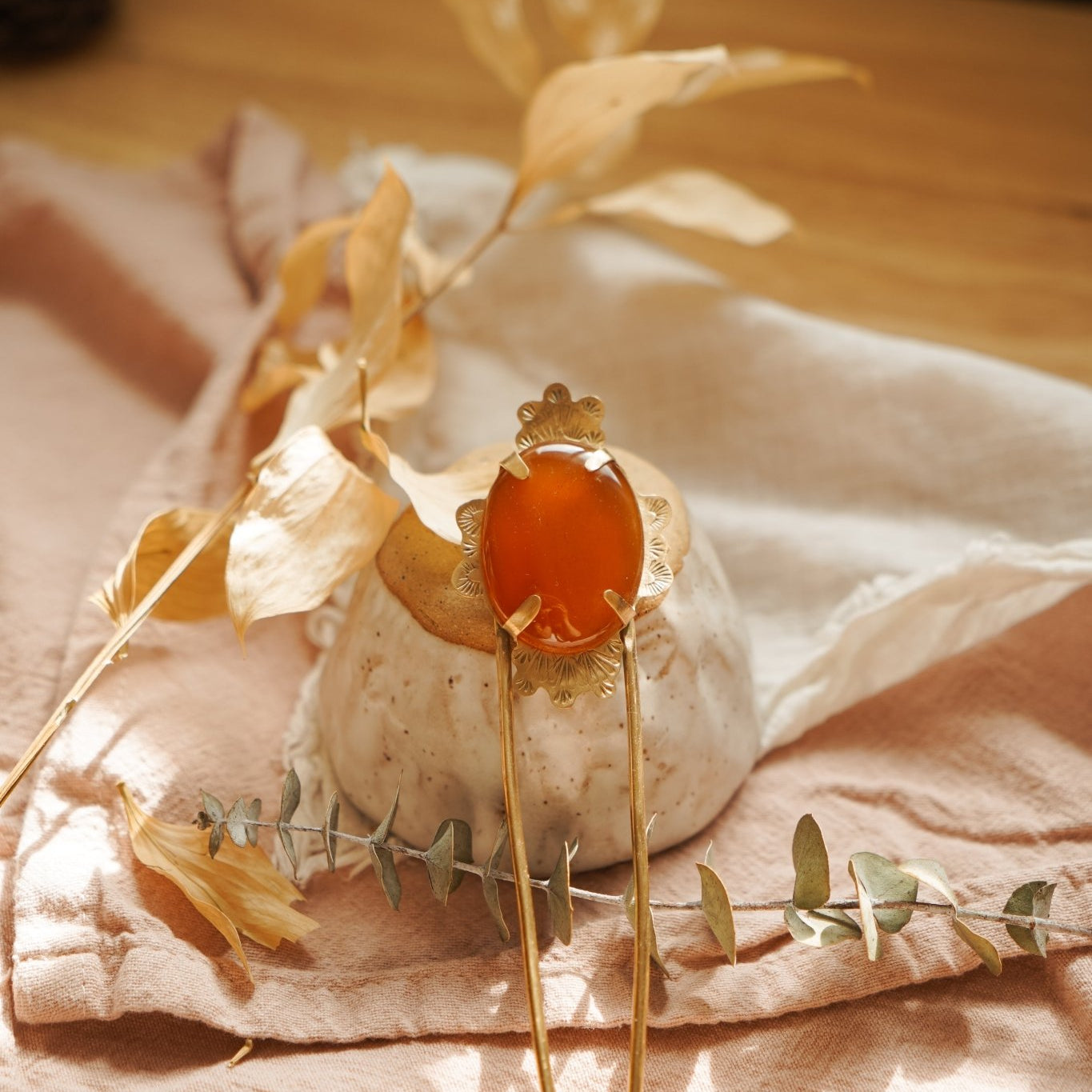 Mojave Hair Fork in Carnelian - Golden Road Crafted