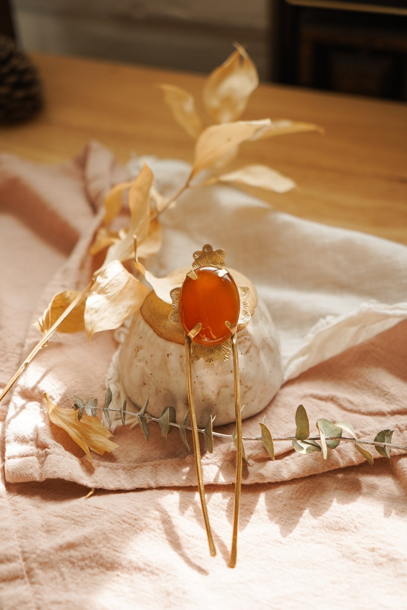 Mojave Hair Fork in Carnelian - Golden Road Crafted