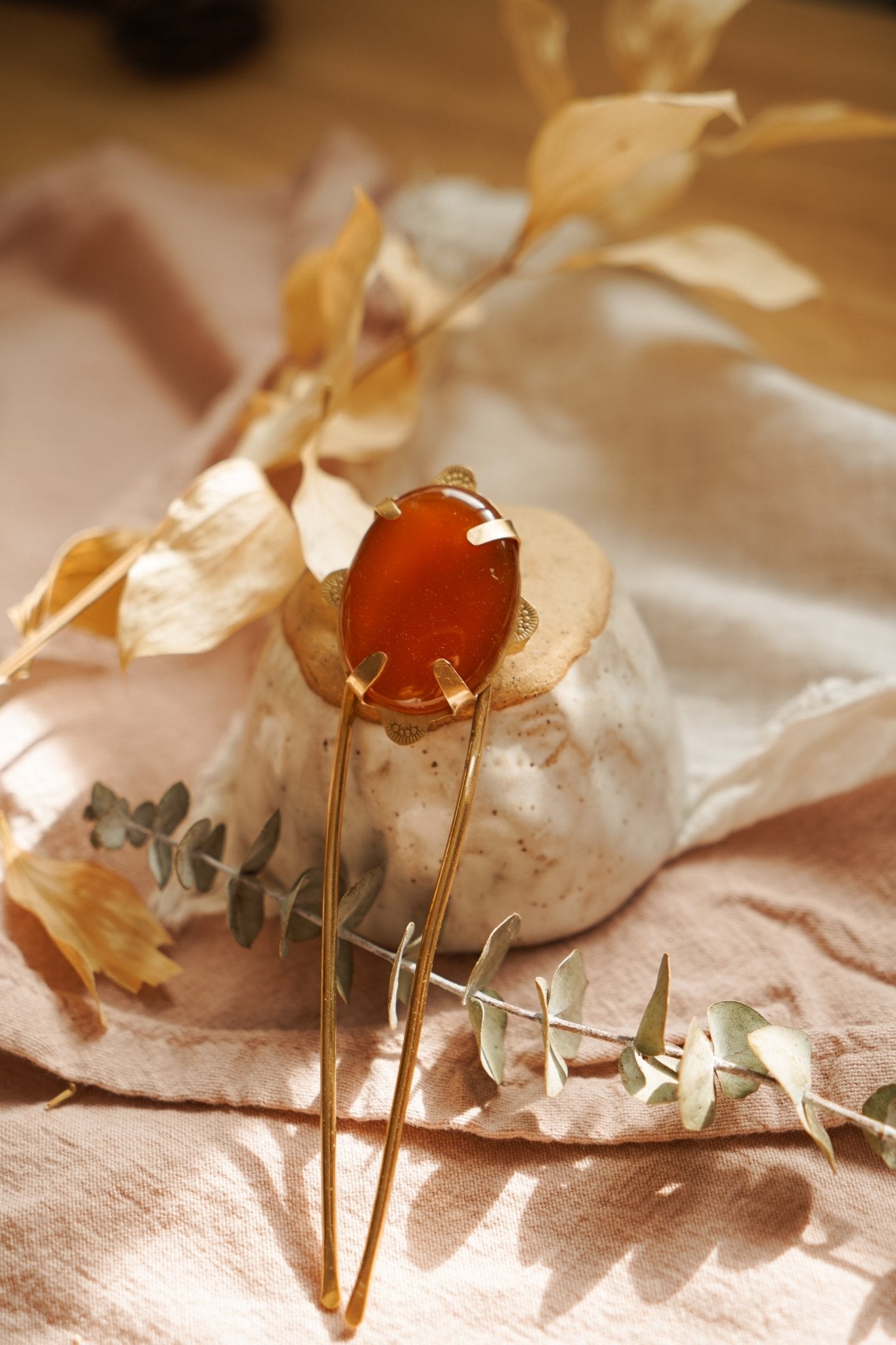 Mojave Hair Fork in Carnelian - Golden Road Crafted