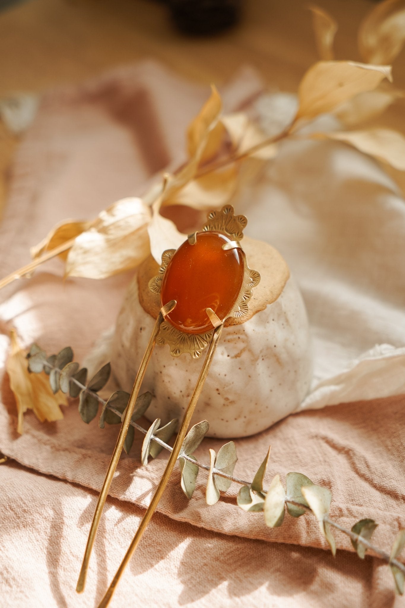 Mojave Hair Fork in Carnelian - Golden Road Crafted