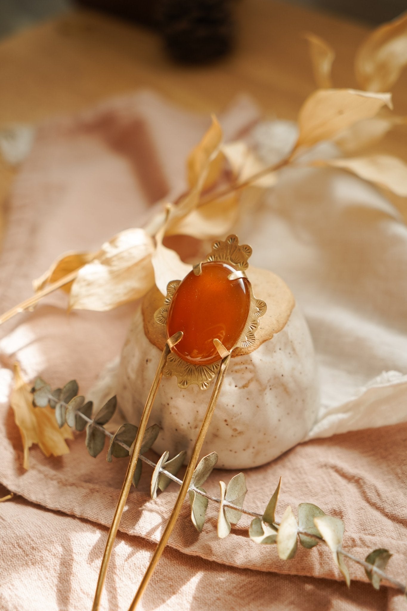Mojave Hair Fork in Carnelian - Golden Road Crafted