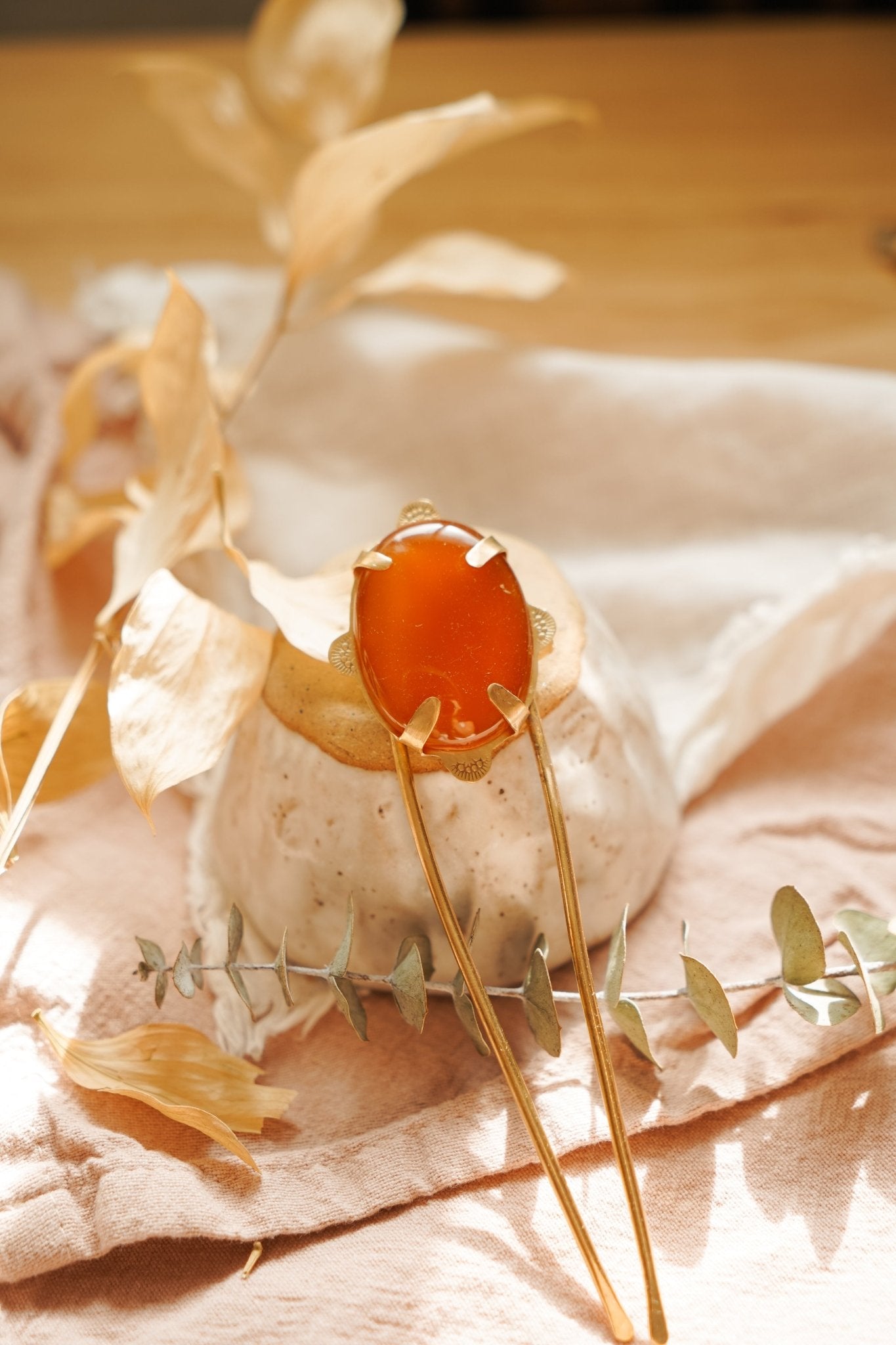 Mojave Hair Fork in Carnelian - Golden Road Crafted