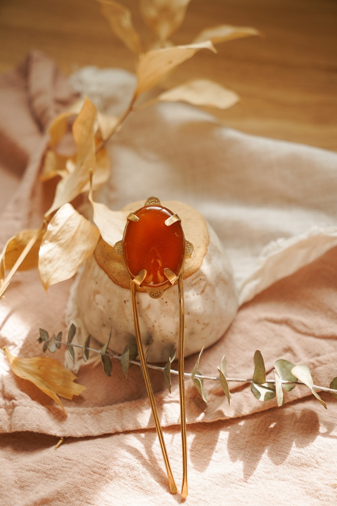 Mojave Hair Fork in Carnelian - Golden Road Crafted