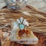 Monsoon Cuff in Moonstone & Tyrone Turquoise - Golden Road Crafted