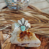 Monsoon Cuff in Moonstone & Tyrone Turquoise - Golden Road Crafted