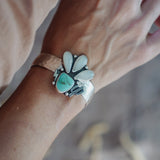 Monsoon Cuff in Moonstone & Tyrone Turquoise - Golden Road Crafted