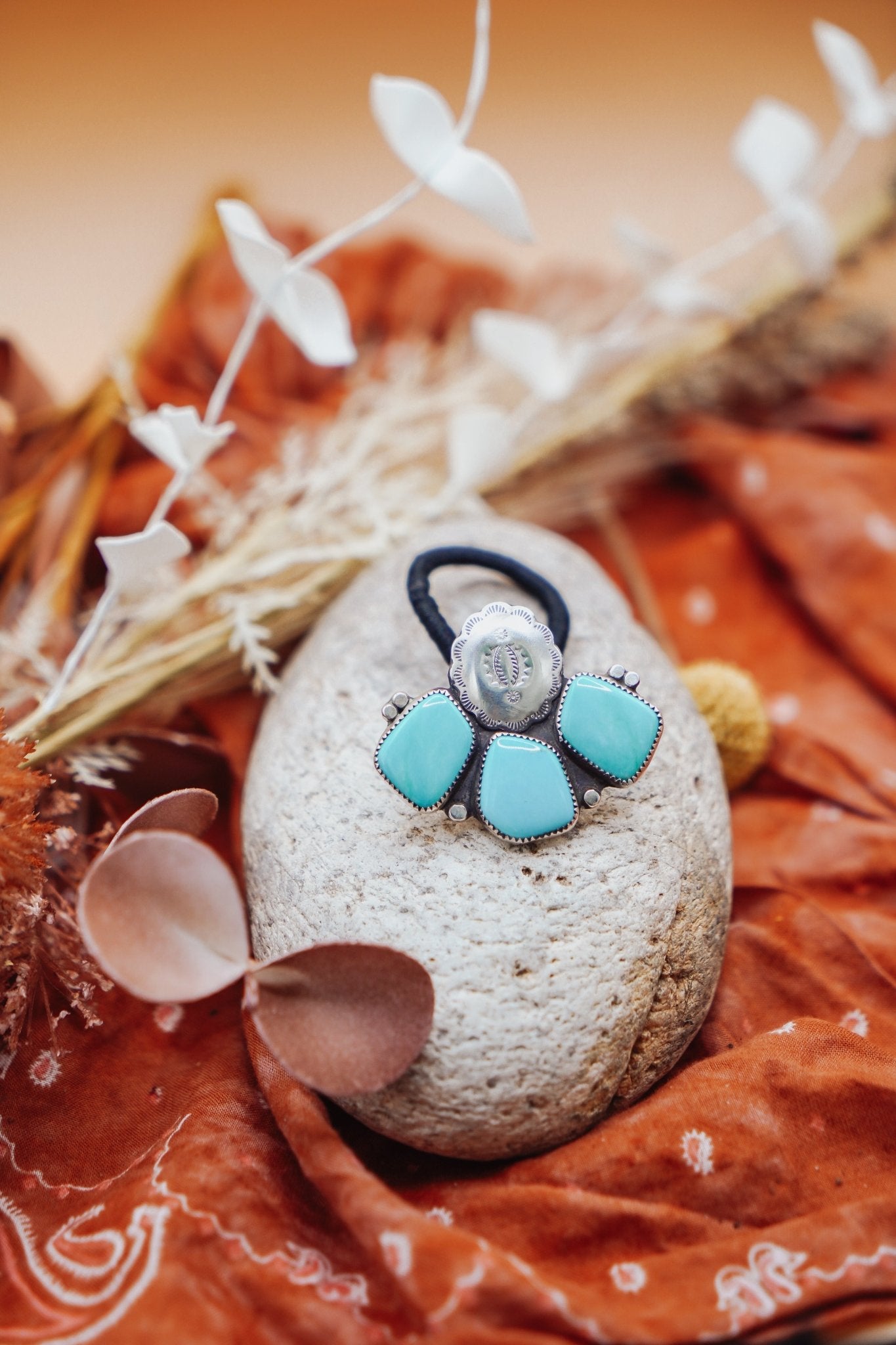 Monsoon Hair Tie in Campitos Turquoise - Golden Road Crafted