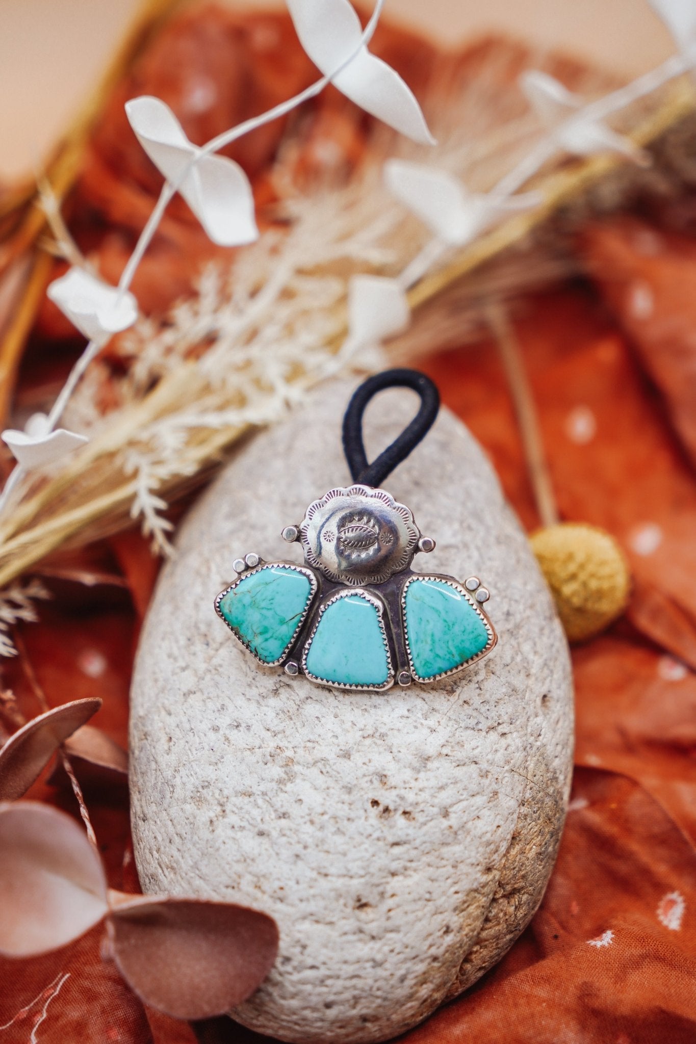 Monsoon Hair Tie in Campitos Turquoise - Golden Road Crafted