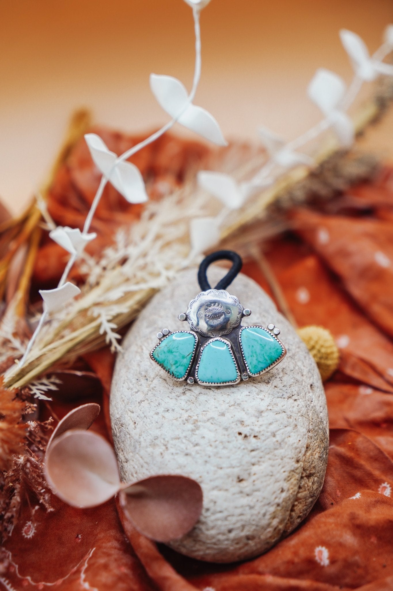 Monsoon Hair Tie in Campitos Turquoise - Golden Road Crafted
