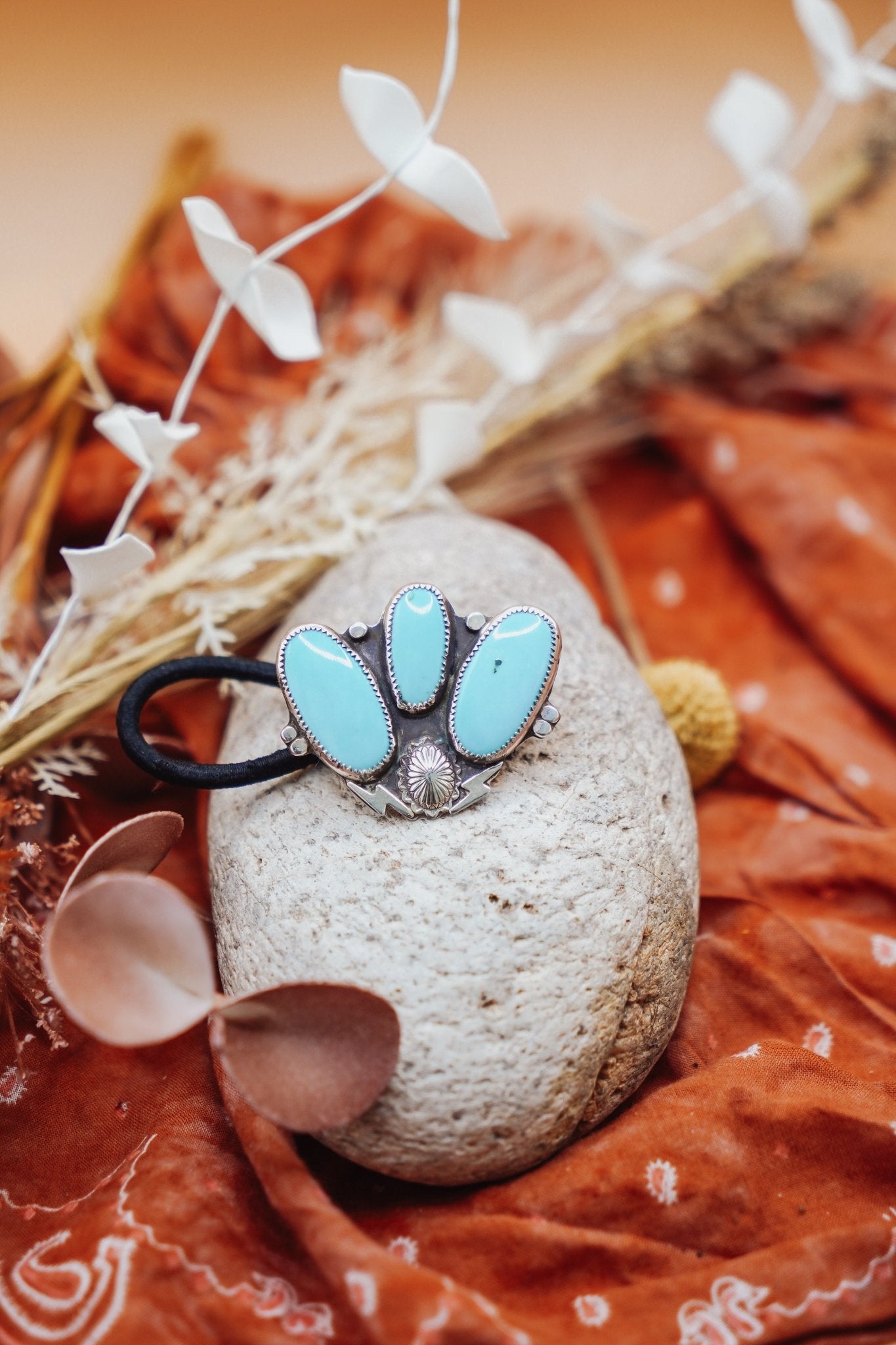 Monsoon Hair Tie in Campitos Turquoise - Golden Road Crafted
