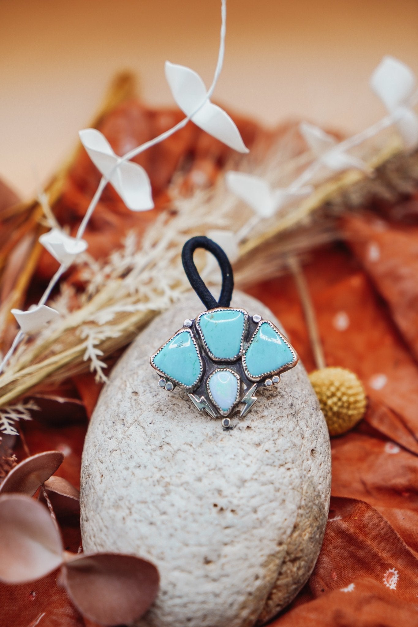 Monsoon Hair Tie in Campitos Turquoise - Golden Road Crafted